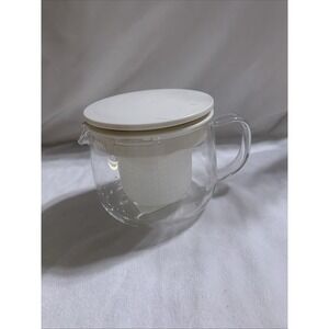 MUJI Heat-Resistant Glass Pitcher Loose Tea Strainer Server Small